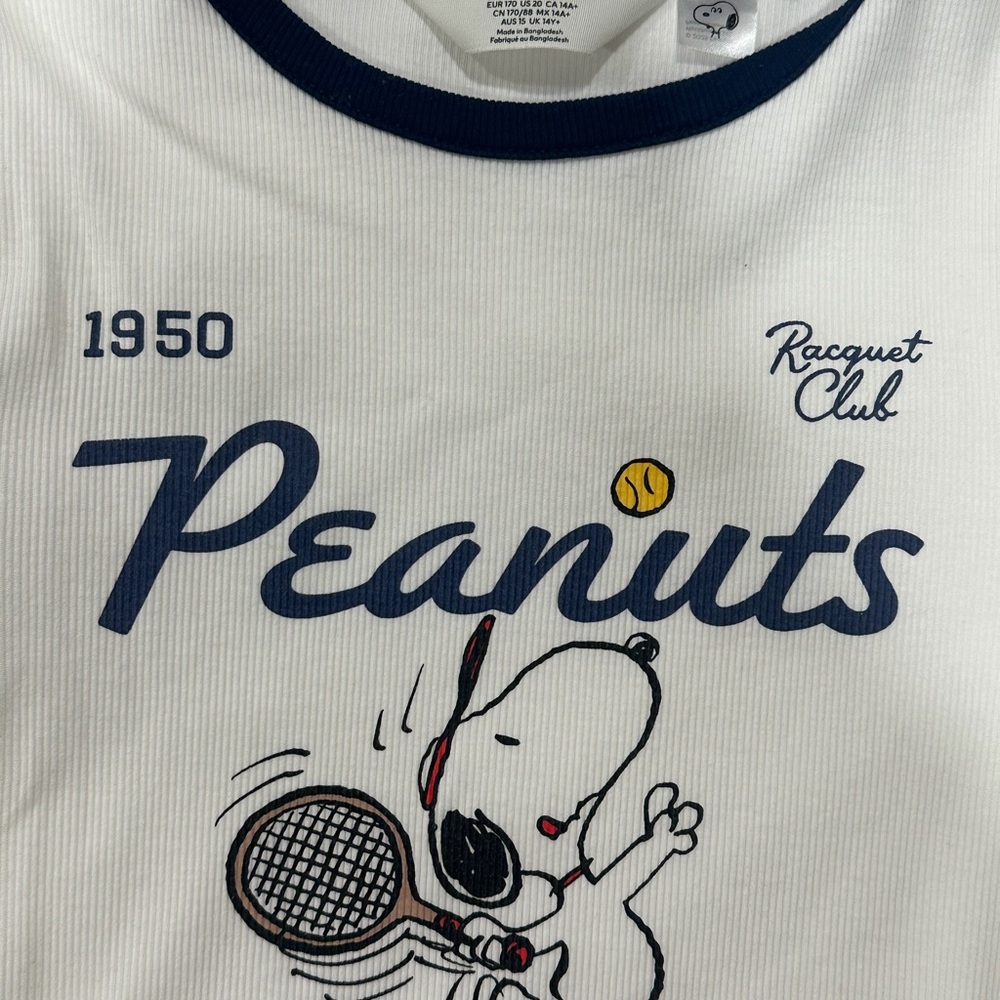 H&M Peanuts White and Navy Kids T-Shirt - Picture 2 of 2